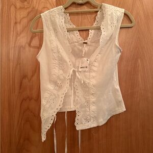 NWT Free People Gesibelle White Eyelet Top, SIZE XS